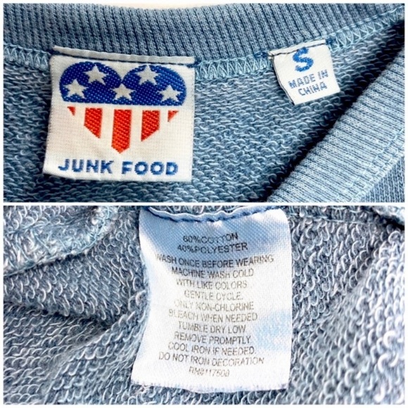 JUNK food Free Spirit Sleeveless Sweatshirts Tank Top in Vintage Teal Blue - Picture 5 of 5
